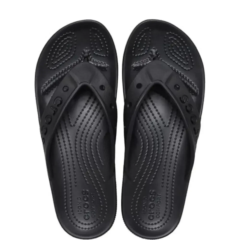 Crocs Via Flip Flop 210120 Unisex M9/W11 Black Slip On Thong Sandals GBO2879